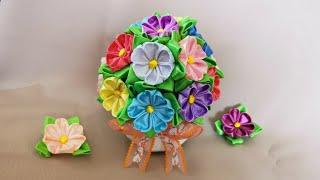 Ribbon Flower making  Satin Ribbon Flowers  Handmade gift ideas  Kanzashi