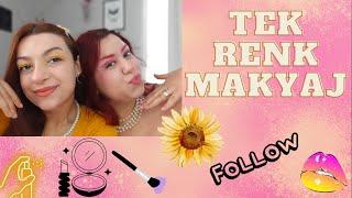 ONE COLOR MAKEUP PINK AND YELLOW  TEK RENK MAKYAJ PEMBE VE SARI  #tekrenk #makyaj #makeup #2k