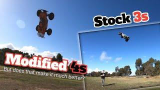 Stock Rustler 4x4 VS my HIGHLY MODDED Rustler... @angesrcs #traxxas #rccar