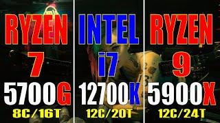 RYZEN 7 5700G vs INTEL i7 12700K vs RYZEN 9 5900X  PC GAMES BENCHMARK 