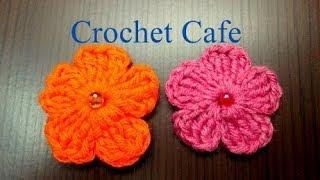 Crochet Cafe كروشيه وردة بسيطة بلون واحد  كروشيه كافيه