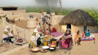 Ancient Village Life Pakistan  Village Women Morning Routine in Fog  Village Traditional Food