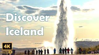 Iceland 4K Video - Top 8 Fire & Ice Places Blue Lagoon  Strokkur Geyser Geothermal Area