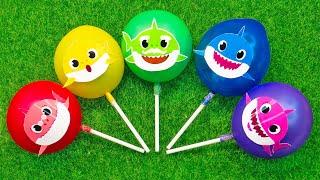 Some Lots of BIG lollipops  Rainbow Satisfying video yummy candies Baby Shark