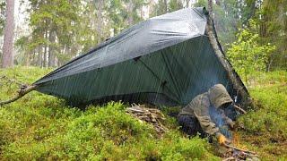 Bushcraft Trip - Tarp Camping in Rain