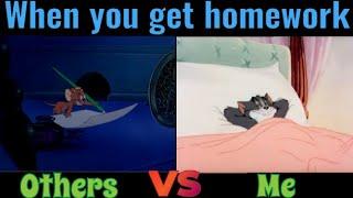 When you get homework Others VS Me  Tom and Jerry funny meme 