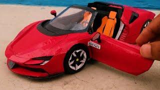 How to make Ferrari car from cardboard  Ferrari Sf90 Stradale  DIY Cardboard Car