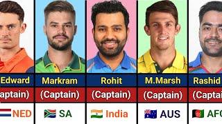 T20 World Cup 2024 - All 20 Teams Final Captains List  T20 WC 2024 All captains Name