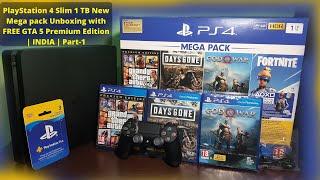 PlayStation 4 Slim 1 TB New Mega pack Unboxing with FREE GTA 5 Premium Edition  PS4 2020  Part-1