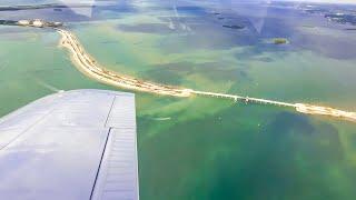 Flying Sketchy Plane Over Dunedin Causeway Jet Ski Beach