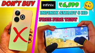 INFINIX SMART 8 HD FREE FIRE TEST  infinix smart 8 hd free fire gameplay + Battery Drain Test.