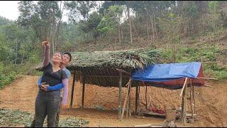 The young couple tore palm leaves roofed the bamboo tent and repaired the table and floor