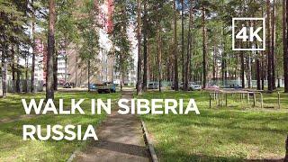 Walking tour around the closed town of Zheleznogorsk in Krasnoyarsk Krai Siberia Russia 4k