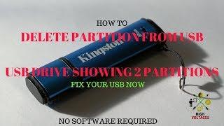 Delete USB Partitions without any software