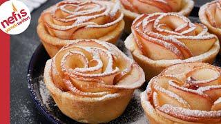 Yemeye Kıyamadık  Gül Şeklinde Elmalı Tart Tarifi 