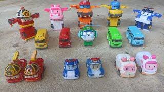 mencari dan menemukan mainan robot car poli bus oleng mobil balap