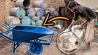 Indigenous technique in converting old oil drums into wheelbarrows