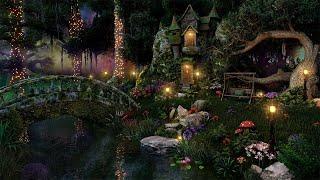 Magical Forest - 4K Night Ambience  Fall Asleep In A Cozy Fairy House  Nature Sounds & Wind Chimes