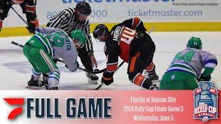 FULL GAME 2024 ECHL Kelly Cup Finals Game 3  Kansas City Mavericks at Florida Everblades