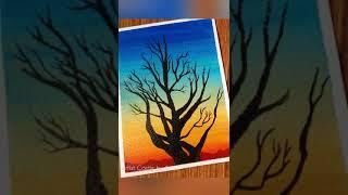 Silhouette of Tree  with DOMS Poster Color Paints  #shorts  Artist Castle by Sri