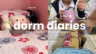 dorm diaries - ep 1 🩰 living alone as a 17 years old student days with me what i eat 