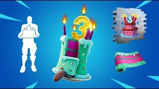 ALL FORTNITE 3RD BIRTHDAY REWARDS