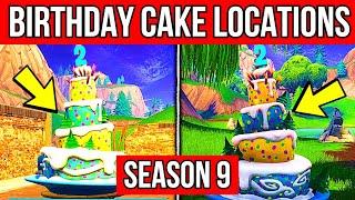 Dance In Front Of Different Birthday Cakes Fortnite Season 9 -  ALL 10 CAKE LOCATIONS FORTNITE