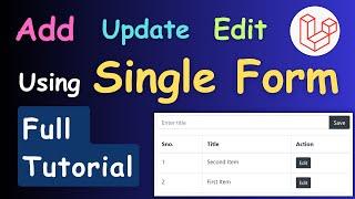 Laravel CRUD with Single Form for Updates and Additions  Streamlined Laravel CRUD  HINDI