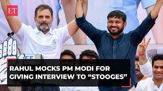 Rahul Gandhi campaigns for Kanhaiya Kumar mocks PM Modi for giving interview to his “stooges”