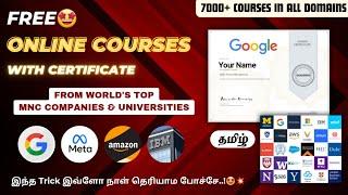 FREE ONLINE COURSES with CERTIFICATE in Tamil  From Top MNCs Universities  Coursera Free Courses