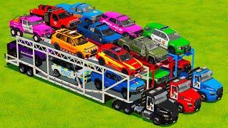 TRANSPORTING ALL SUV & PICKUP POLICE CARS WITH HAULER TRUCKS Farming Simulator 22