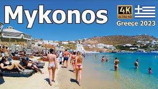 Mykonos 4K - Walking 5 Amazing Beaches - Ocean Views Clubs and Sunbathing