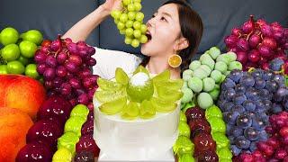 Mukbang ASMR Fruit Party  Peach grape  Homemade CANDIED FRUITS Tanghulu Cake Recipe Ssoyoung