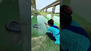 Unique River Monster Fishing Using kurkure #fishing #shortsvideo #villagefishing #fishingtechniques