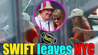 OMG Taylor Swift boards private jet leaving NYC to reunite with Travis Kelce in Atlanta