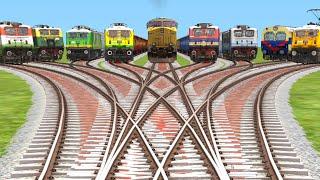4+5 Indian Trains Crossing On Xx Branched Railroad Crossings Tracks  Trains Crossing