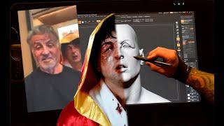 Rocky Silicone Bust Made For Sylvester Stallone Timelapse - Digital Sculpture