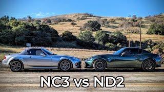 2013 Mazda Miata NC3 vs 2019 Mazda Miata ND2 - Head to Head Review