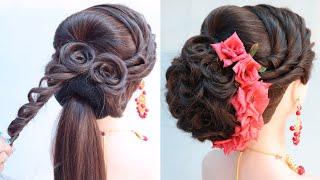 beautiful juda hairstyle for bridal with real rose