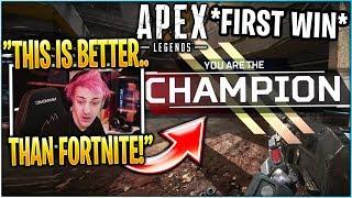 Ninja Gets His *FIRST* WIN In APEX LEGENDS First Time Playing