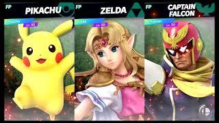 Super Smash Bros Ultimate Amiibo Fights EX Pikachu vs Zelda vs Captain Falcon