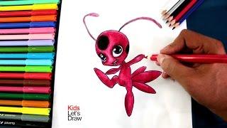 Cómo dibujar y colorear a TIKKI Kwami Miraculous LadyBug  How to draw Tikki Miraculous LadyBug