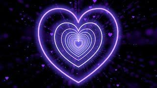Neon Heart Tunnel Bg Animation  BeautifulPurple Heart Background  Neon Lights Love Heart 2Hours