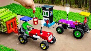 diy tractor making mini diesel engine science project  Diy mini tractor fully bamboo loaded trolley