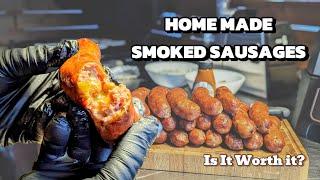 Home Made Cheddar Jalapenos Sausages  Made with Aobosi Meat Grinder  Smoked on Kamado BONO Grill