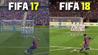 FIFA 18 vs FIFA 17  Freekicks Penalties  Gameplay  Graphics Comparison ft Messi Ronaldo Pogba