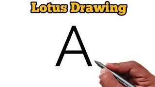 Lotus Drawing  How to draw Lotus from letter A  Letter Drawing