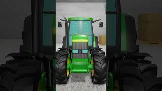 Green John Deere Tractor with Trailer and seed factory
