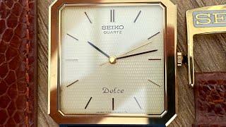 Vintage May 1984 Seiko 7731-5140 Dolce Tungsten Carbide Case Waffle Dial