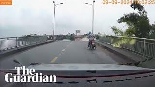 Dashcam shows moment bridge collapses in Vietnam following Typhoon Yagi